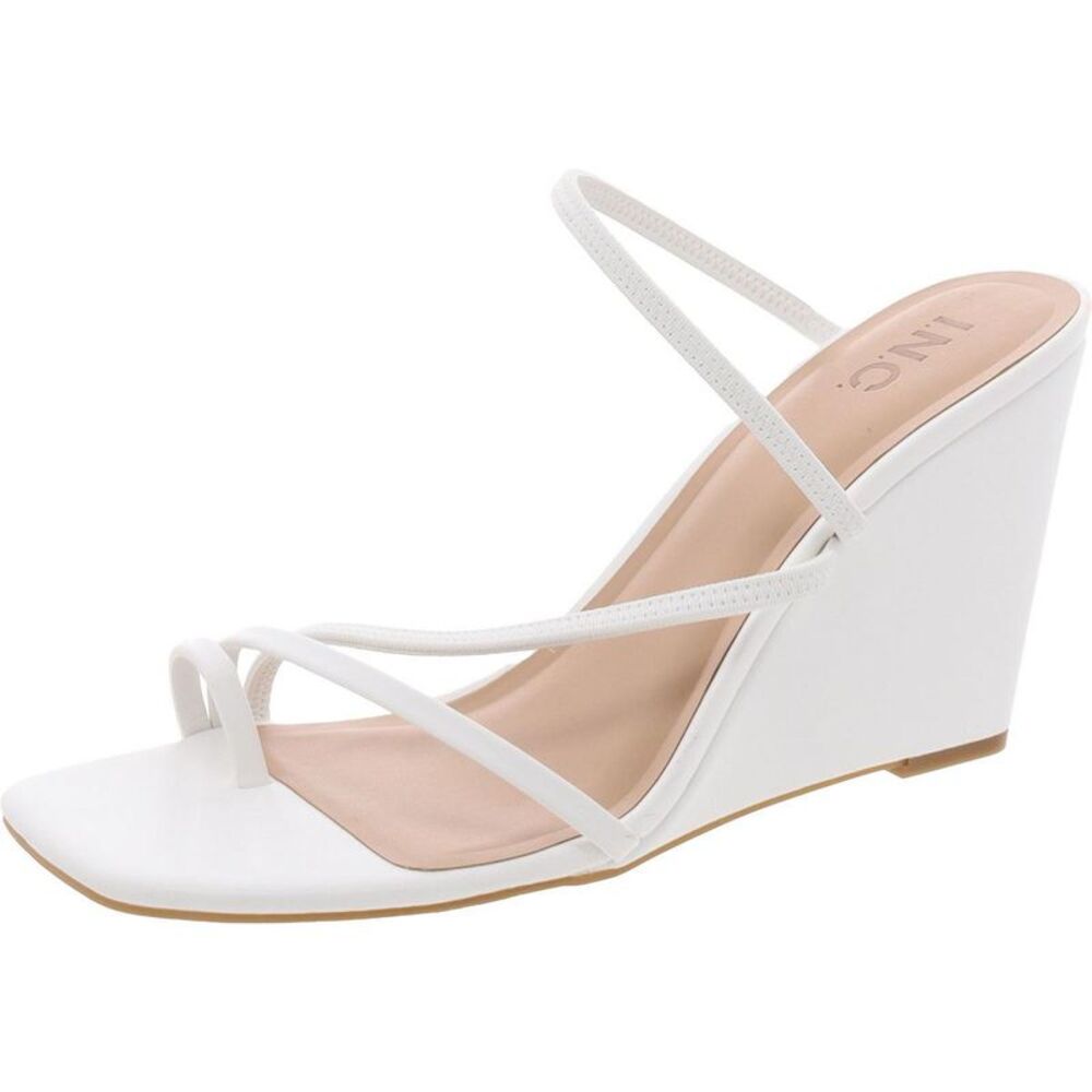 INC International Concepts White Strappy Wedge Sandals